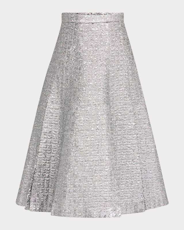 Kenzie Metallic Seersucker Midi Skirt